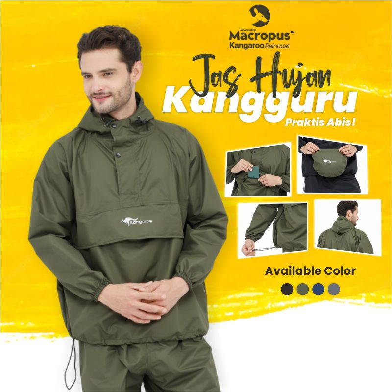 KANGAROO RAINCOAT Jas Hujan Kangguru Anti Rembes Jas Ujan  Mantel Setelan Kanguru Premium Pria Wanit