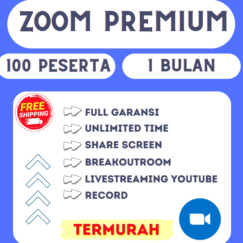 Jual Zoom Meeting Pro Premium 100 Peserta 1 Bulan Hari