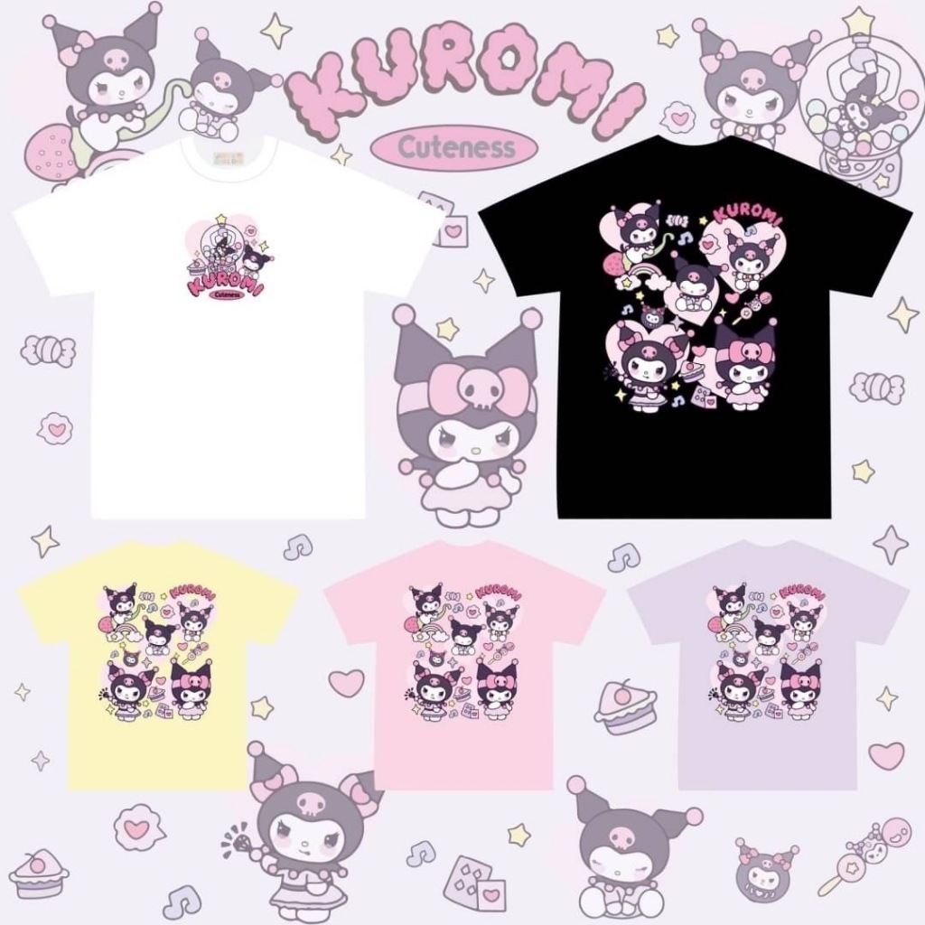 Kaos Oversized T-Shirt Sanrio Kuromi Bolak Balik Warna Warni Lucu Oversize