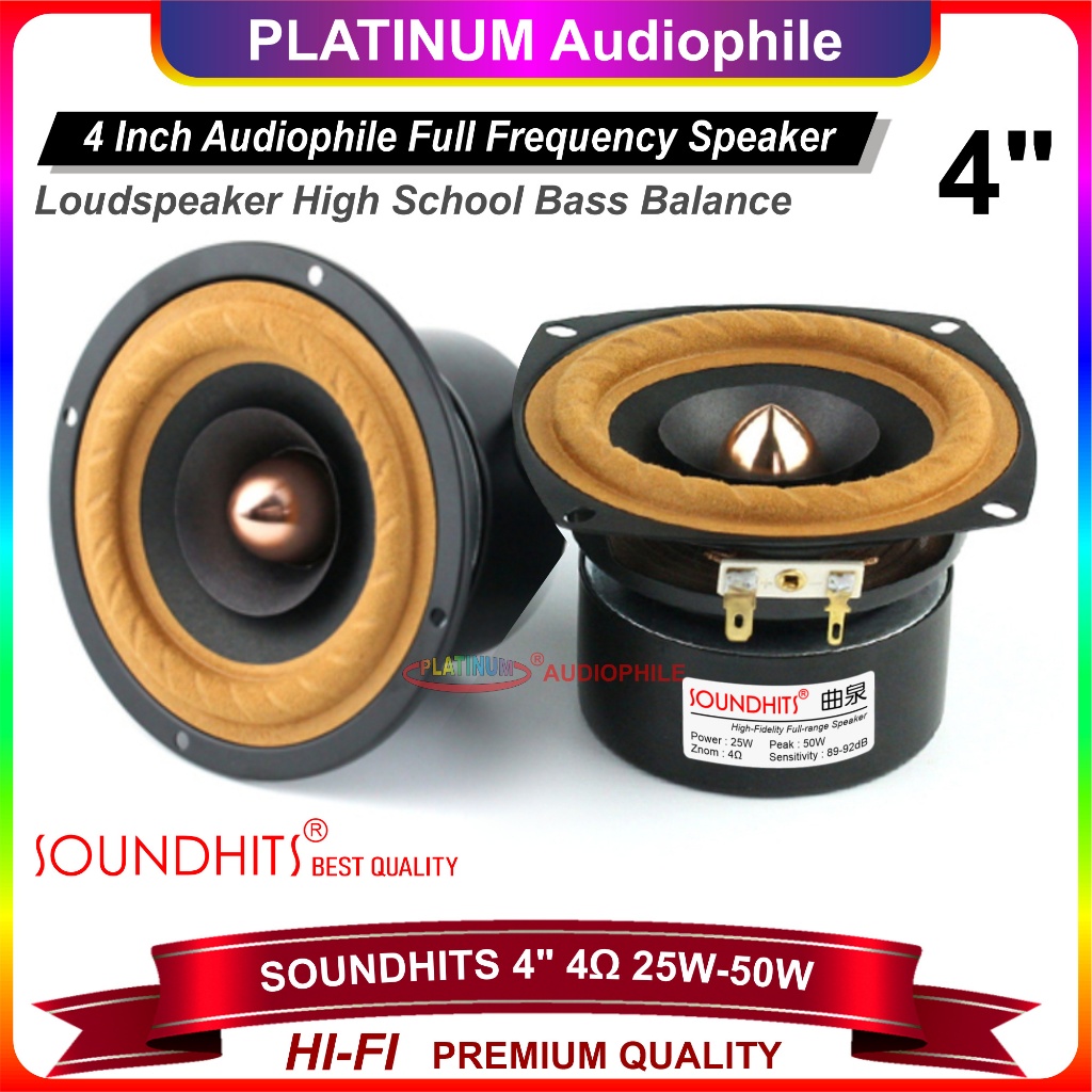 Speaker 4" Inch 4 ohm 50W Full range Hifi Speker Fullrange Soundhits SQ-402