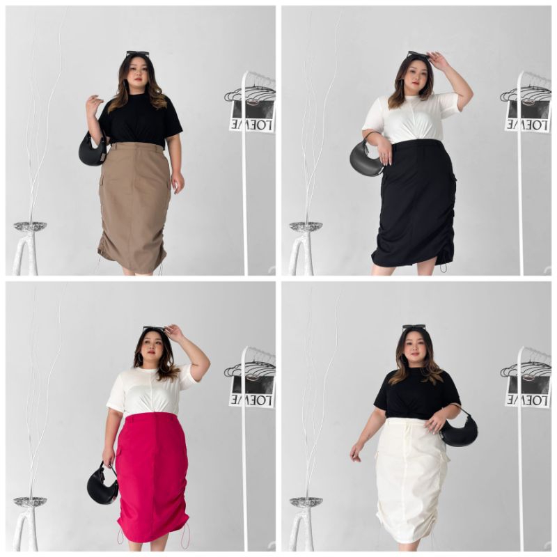 Anzu Cargo Bigsize | Rok Cargo Jumbo Wanita | Skirt Cargo Jumbo | Rok Kantor
