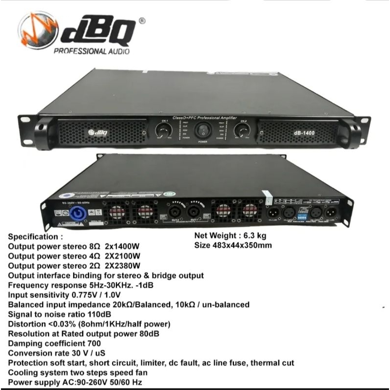 Amplifier Power DBQ | DB-1400 | Class D | DBQ 1400