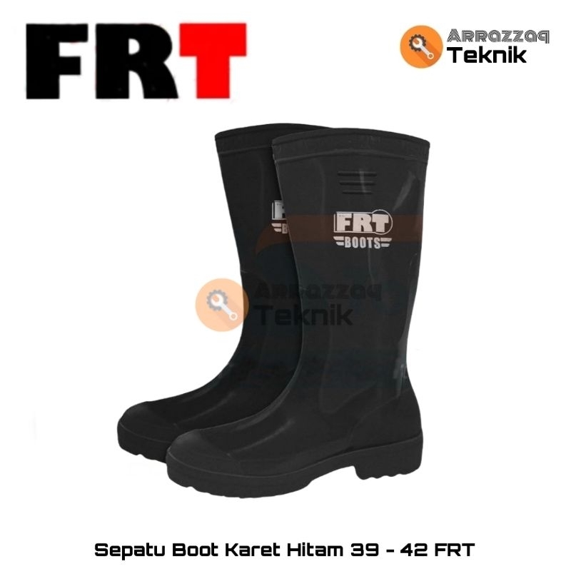 Sepatu Proyek Karet PVC Tinggi Hitam 35 cm FRT Anti Air Safety Boots