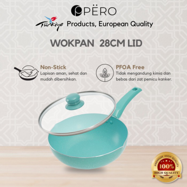 Dijual Pero Wokpan 28cm  Lid Wajan Penggorengan Dengan Tutup Kaca - Rosegold Berkualitas