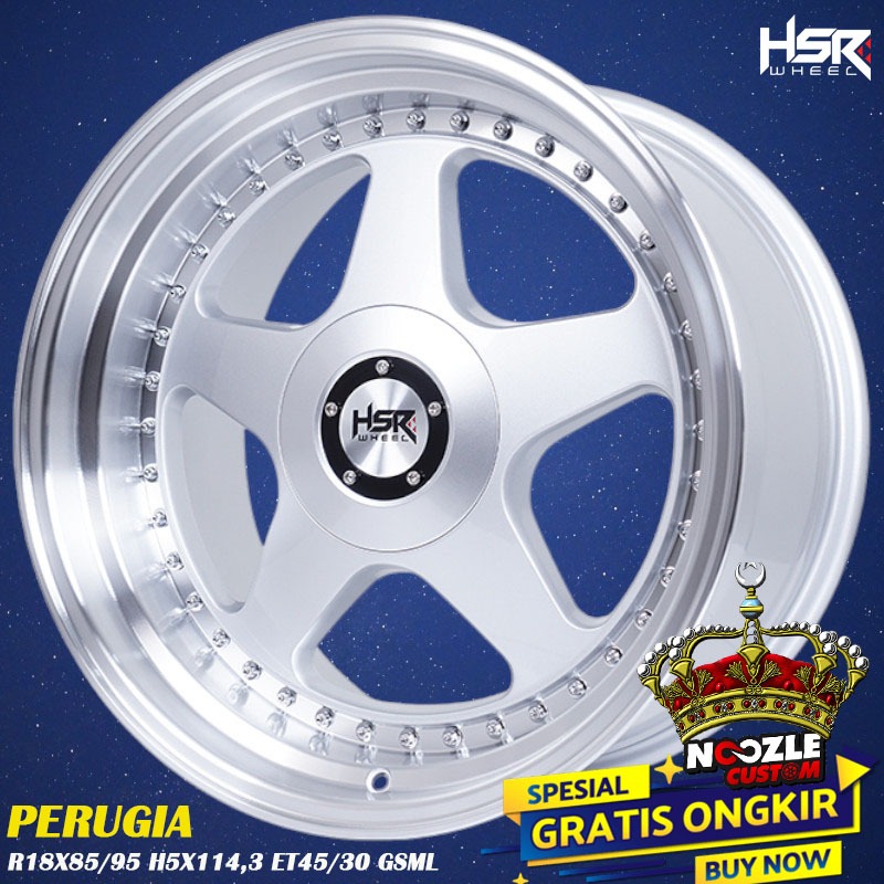 Velg Mobil Celong Ring 18 Lubang 5 PCD 114 Type HSR Perugia Pelek Racing Ring 18