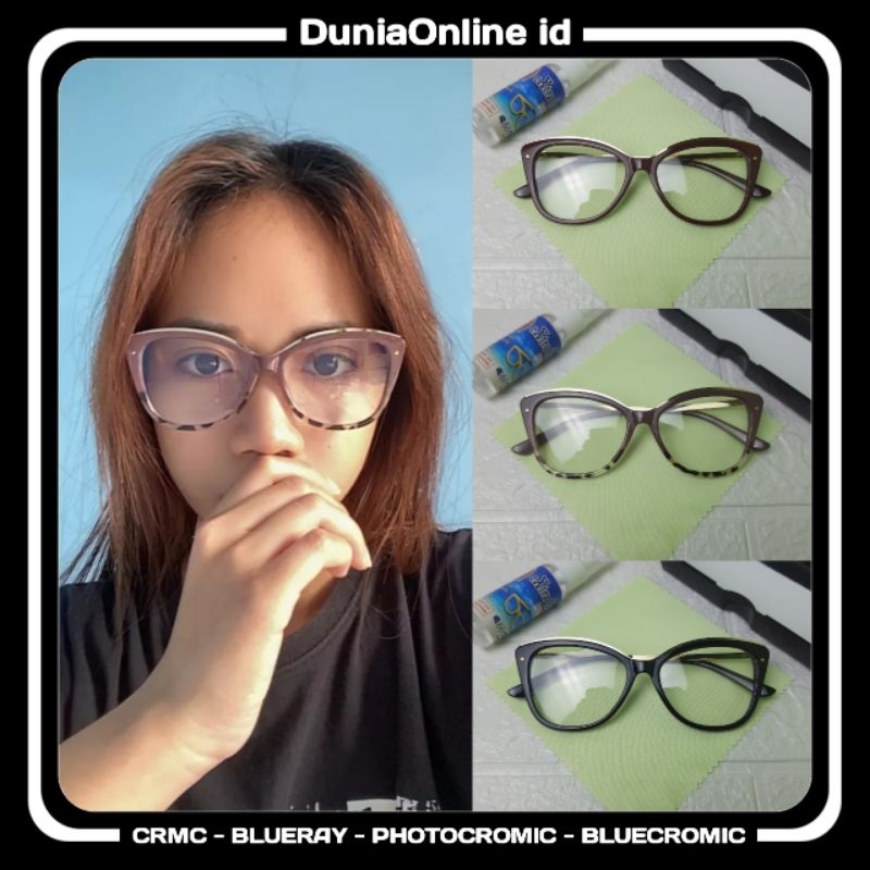 Kacamata Cat Eye Frame PerpaduanTangkai Titanium Warna Pilihan Lebar 13.5cm Tinggi 5cm - 8002