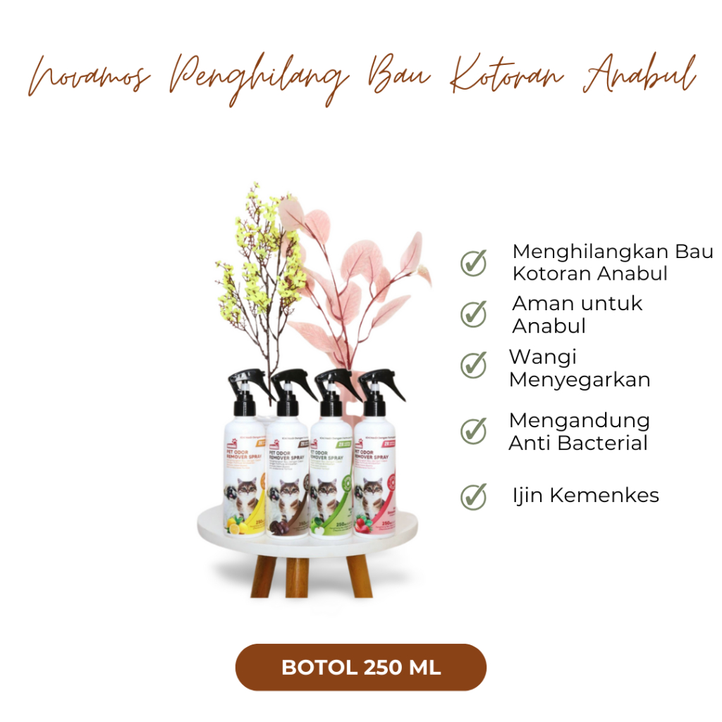 NOVAMOS Penghilang Bau Pesing Anabul Spray 250 Ml - Novamos Pet Odor Remover Spray 250 Ml