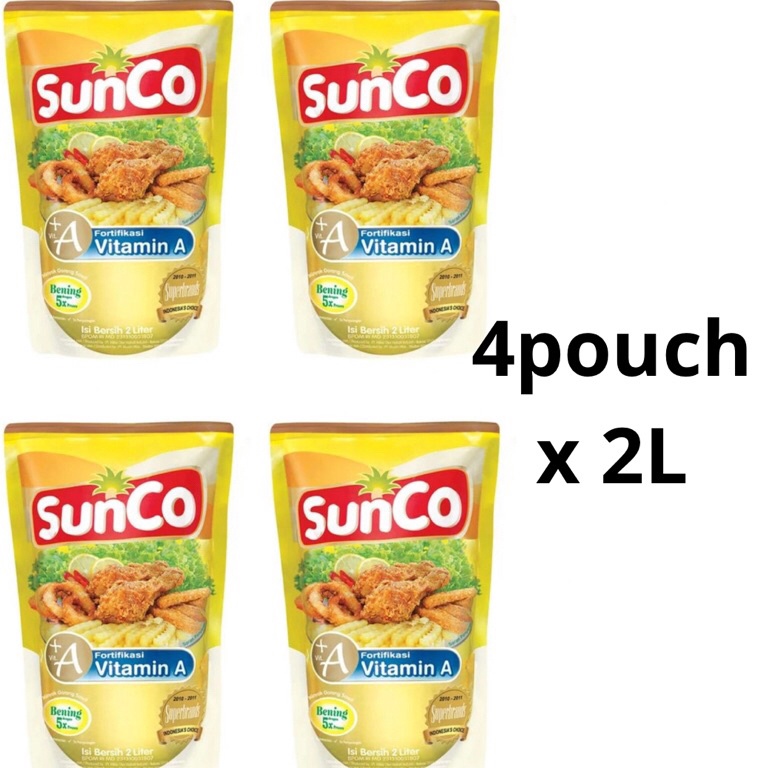 

Stock ready Minyak Goreng sunCo 4 Pouch x 2L