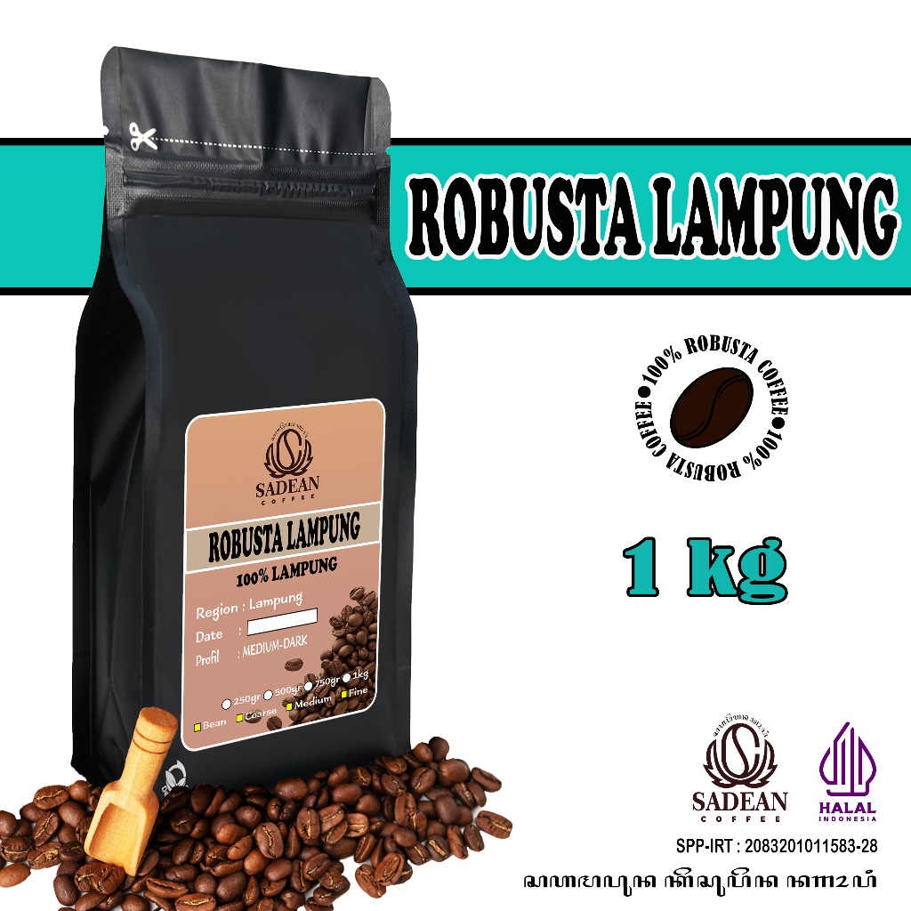 

Biji Kopi Bubuk Robusta Lampung 1kg / Kopi Robusta Lampung Natural Process 100% Robusta 1kg