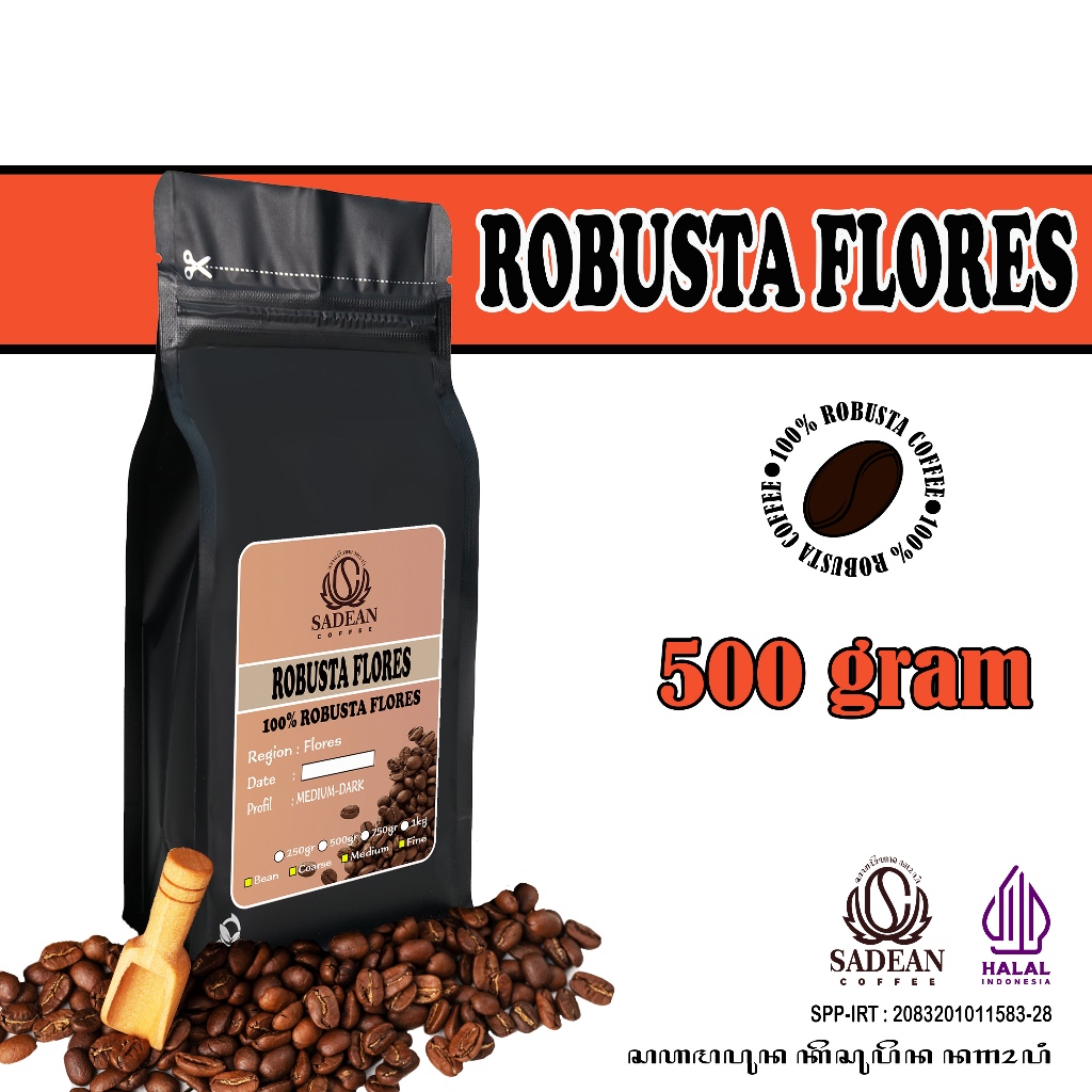 

Biji Kopi Bubuk Robusta Flores Fine Robusta Flores 500g 500 gram