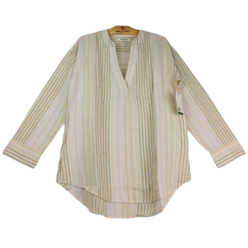 Kemeja Ripcurl Original Wanita S21 Classics Surf stripe shirt - tan