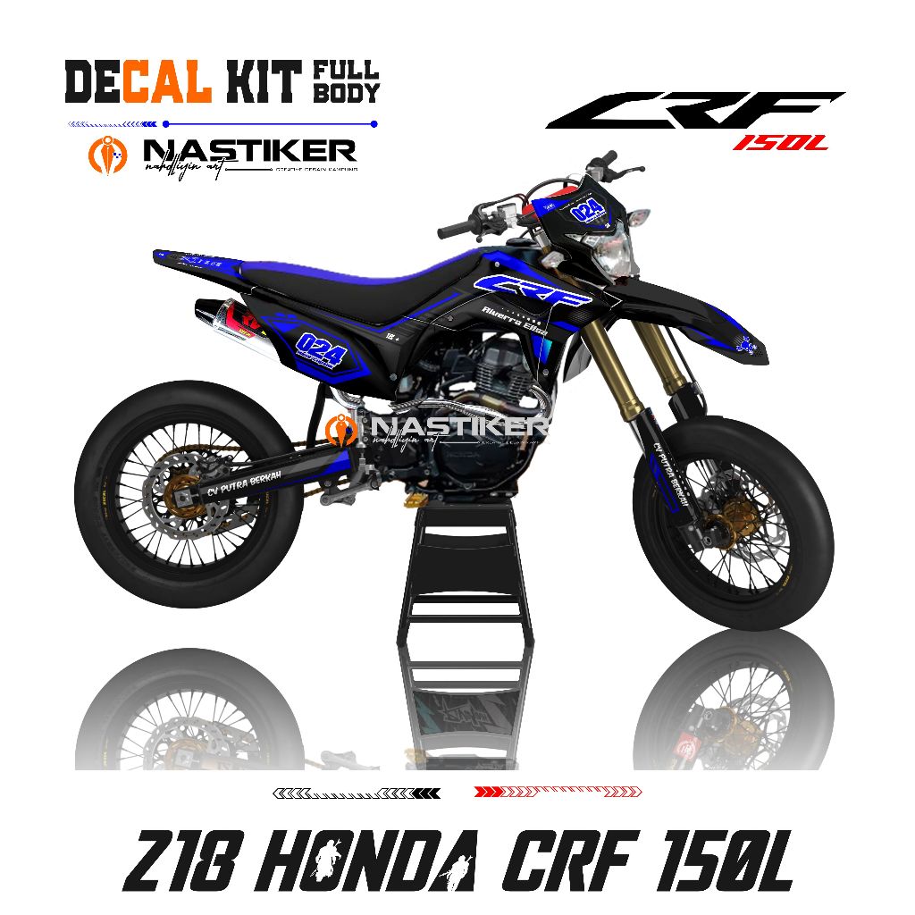 decal crf 150l biru simple - stiker decal crf super glossy biru bisa reques
