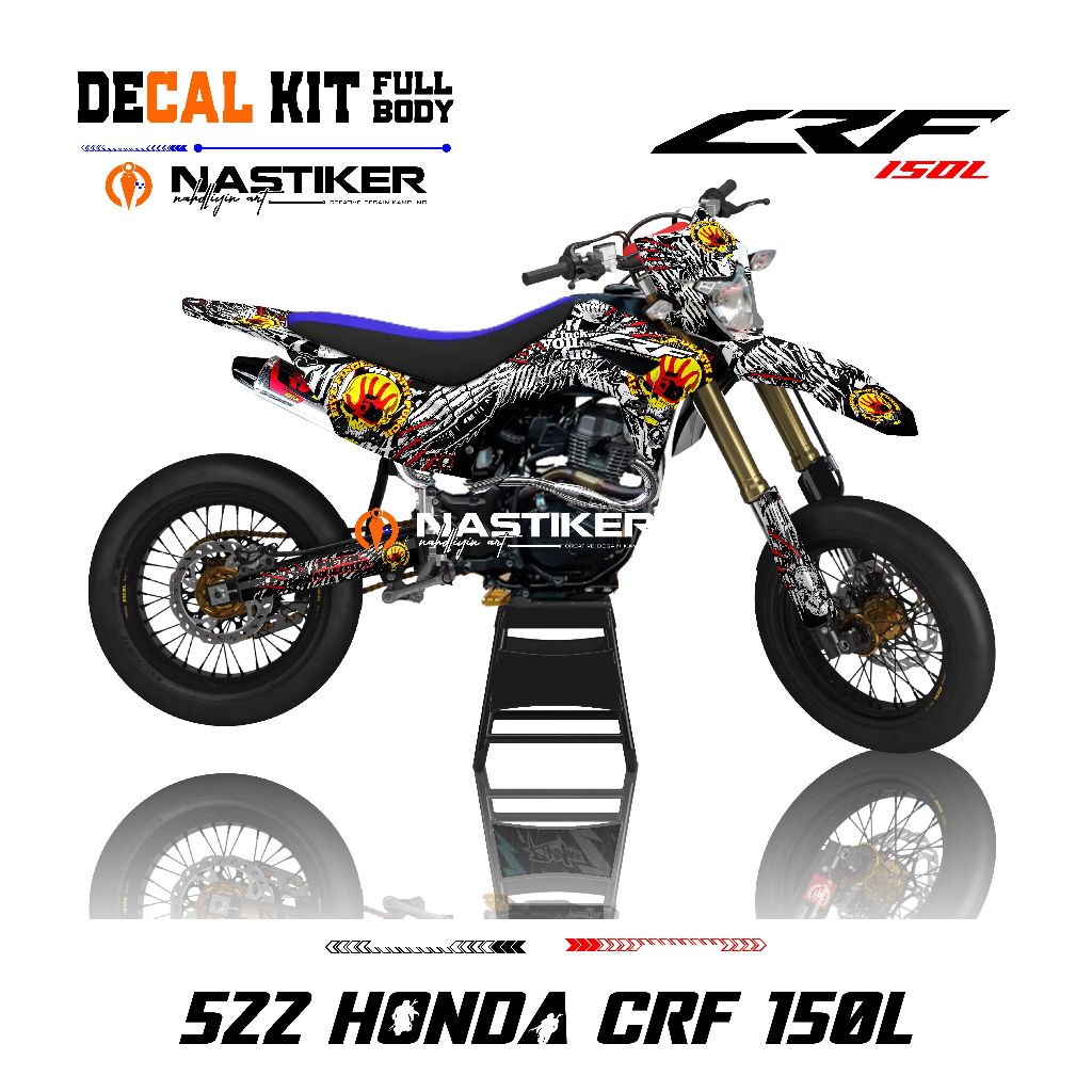 decal crf 150l PUTIH hitam tengkorak - stiker decal crf underground fullhologram merah bisa reques