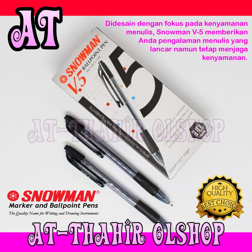

Ballpoint Snowman V-5 Black Isi 12 Pcs