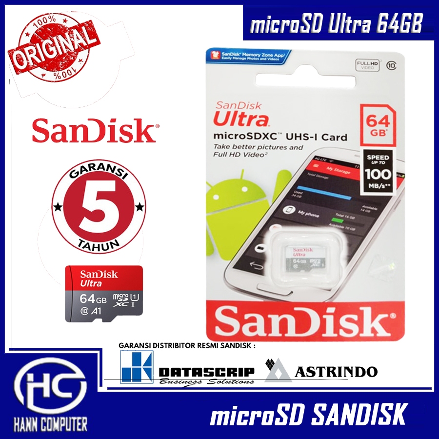 MICRO SD SANDISK ULTRA 64GB CLASS 10 microSD