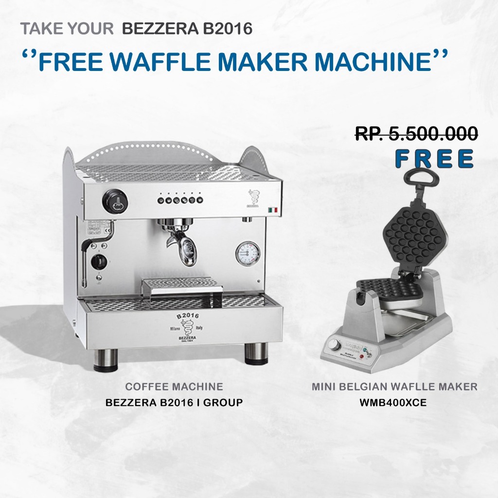 Bezzera Coffee Machine B2016 1 Group free Waffle Machine WMB400XCE