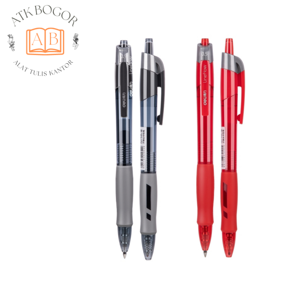 

Deli Pulpen Gel Cetek S08 Lineflow Retractable Gel Ink Pen 0.5 Hitam / Merah