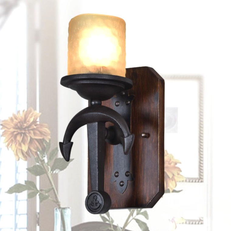 Lampu Hias Dinding besi kayu Jangkar kapal laut vintage retro industrial elegan minimalis lighting l