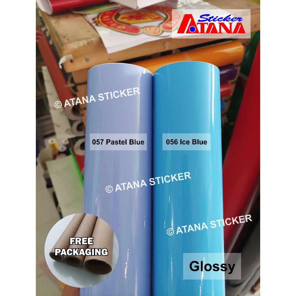 Skotlet Biru Muda Glossy Ice Blue Pastel Blue Candy Metalik Cutting Stiker Anti Gores Papan Iklan Re