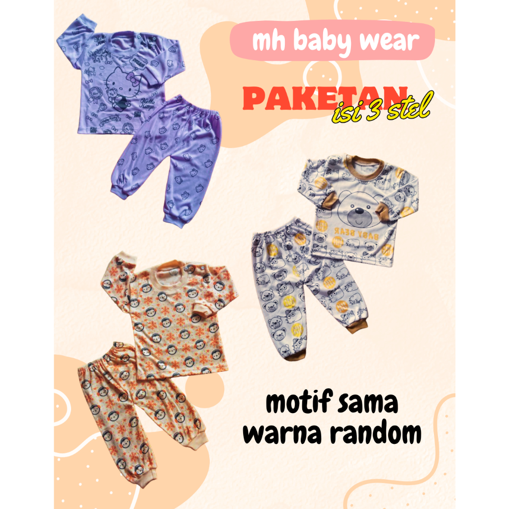 PAKETAN HEMAT (7) stelan baju bayi perempuan murah lucu 3-18 bulan (3 pcs) mhbabywear