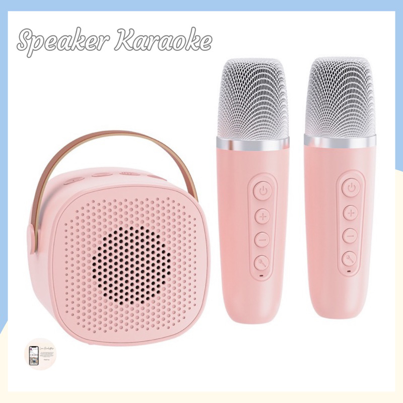 SPEAKER KARAOKER WITH MIC Mini Speaker Bluetooth 2Mic 1 Set Karaoke Speaker Ktv Cute Wireless | Port