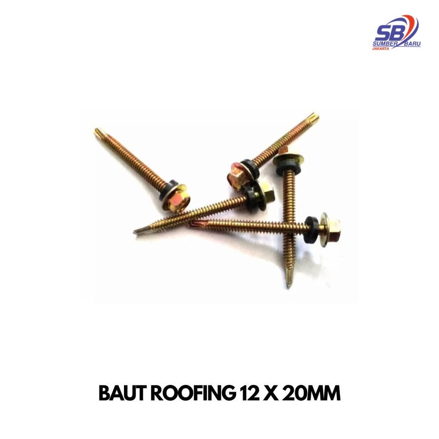 50Pcs Baut Roofing Kuning 12x20mm 2cm Skrup Atap Spandek Baja Ringan SBJ