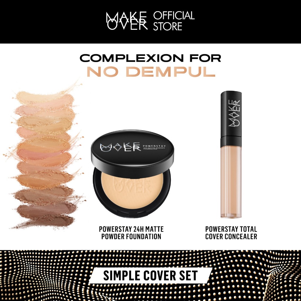 [COVER GAK DEMPUL] Make Over Simple Set : 24H Powerstay Matte Powder Foundation, Total Liquid Concea