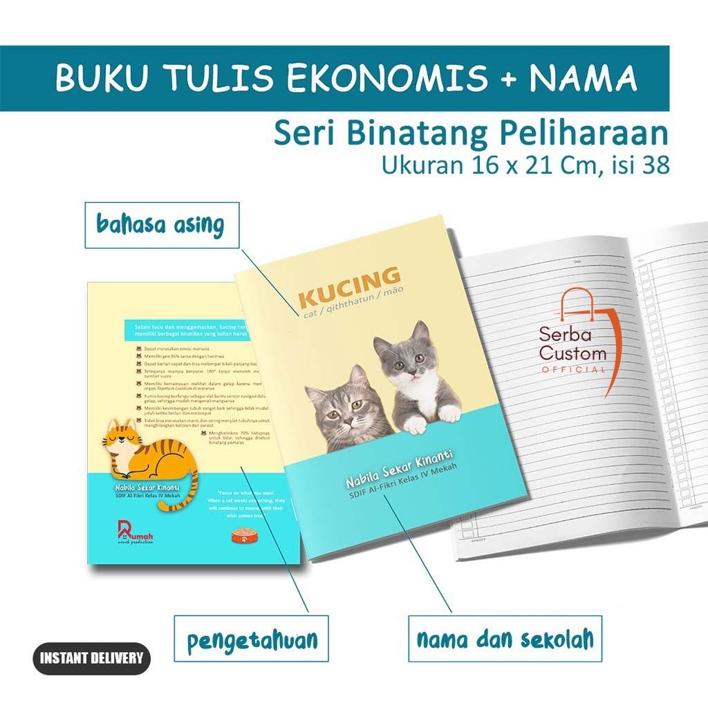 

Buku Tulis Sekolah Ekonomis Seri Binatang Peliharaan Isi 38 Lembar - Bisa Custom