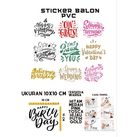 Sticker Balon Pvc Cutting Ready Balon Pvc