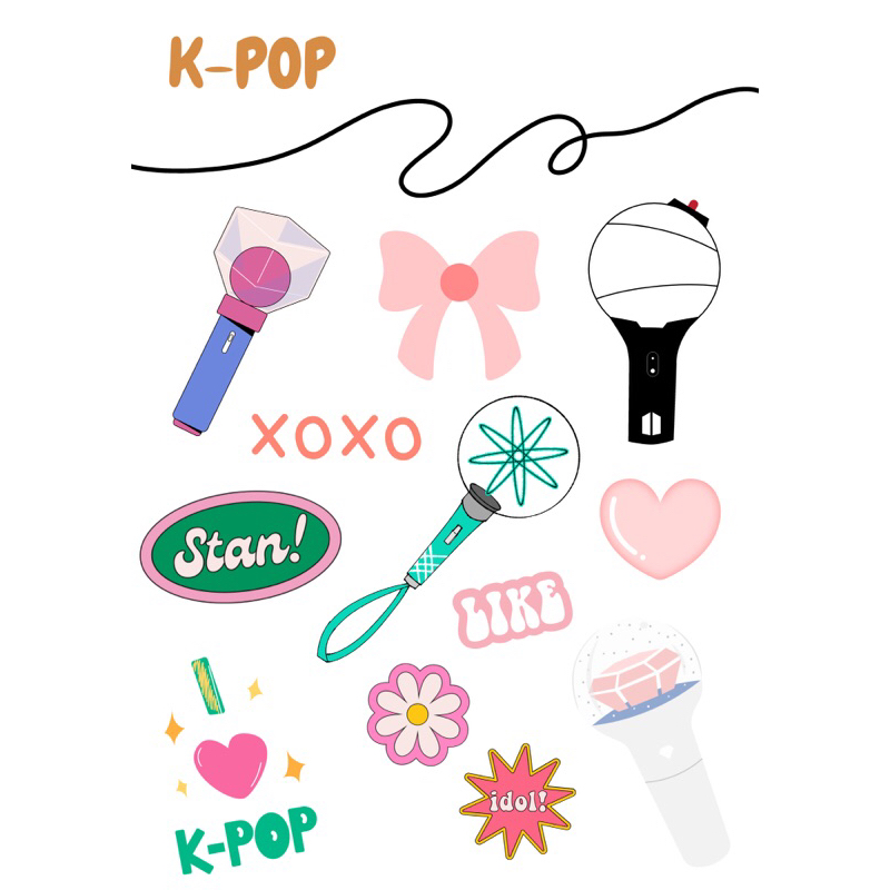 

Stiker Light Stick K-POP Sheet Pack lucu cute imut