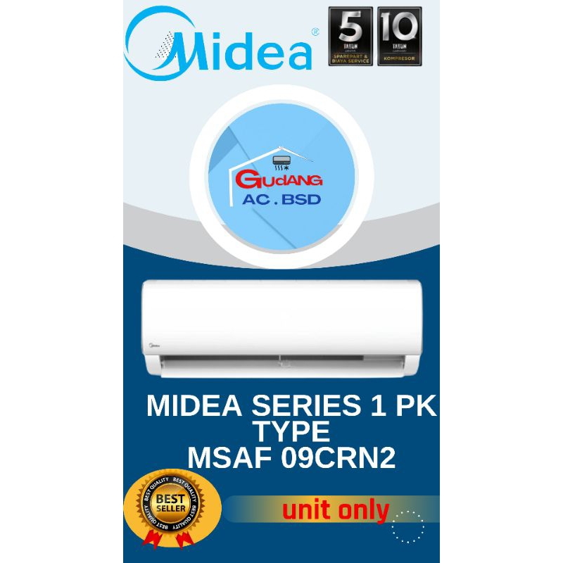 MIDEA AC 1 PK MODEL MSAF 09CRN2(x) AC SPLIT STANDAR FREON R32 ( unit indoor + outdoor )