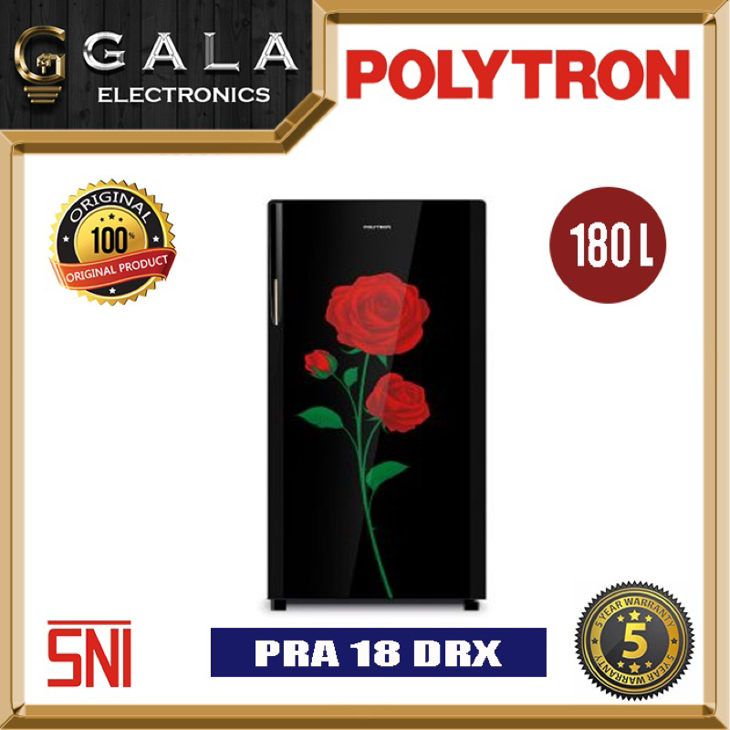 LEMARI ES / KULKAS POLYTRON PR 18 DRX HANDLE GLASS DOOR 1 PINTU