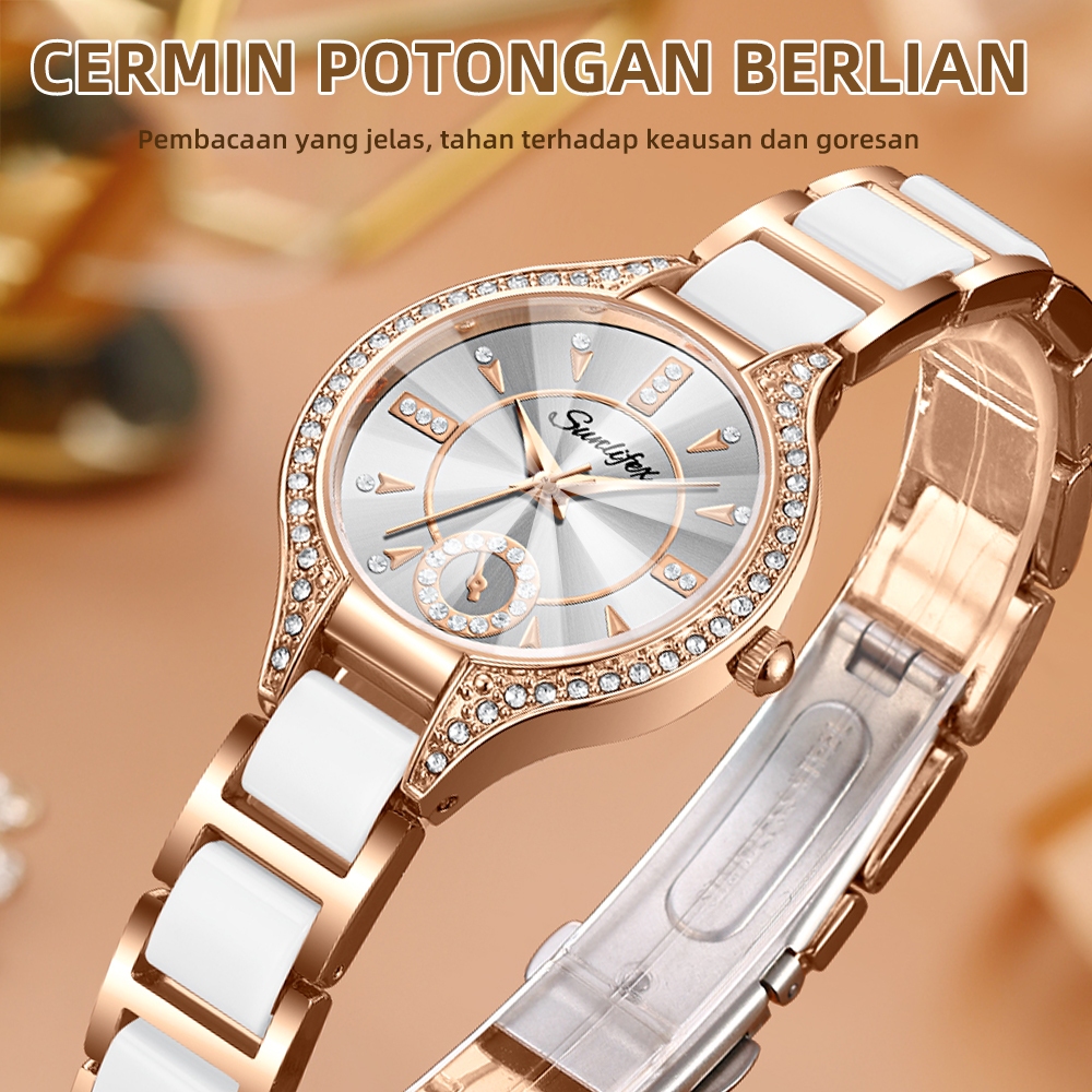 Sunlifex Jam Tangan Wanita Besi Rantai Analog Terbaru 8010 Mode Jam Tangan Cewek-7