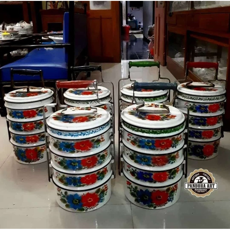 Rantang enamel lawas mawar size BESAR (per pcs random)