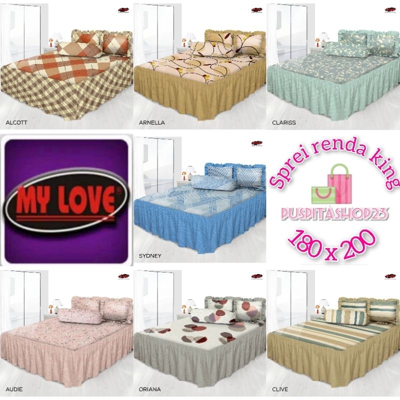 Sprei Rumbai / Renda All New My Love Uk 180x200 King Size Motif Terbaru - Kasur No 1