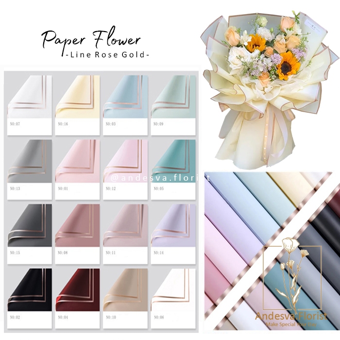 

[isi 20] Kertas Buket Bunga line gold / paper bunga Florist / Flower Wrapping Paper List Gold