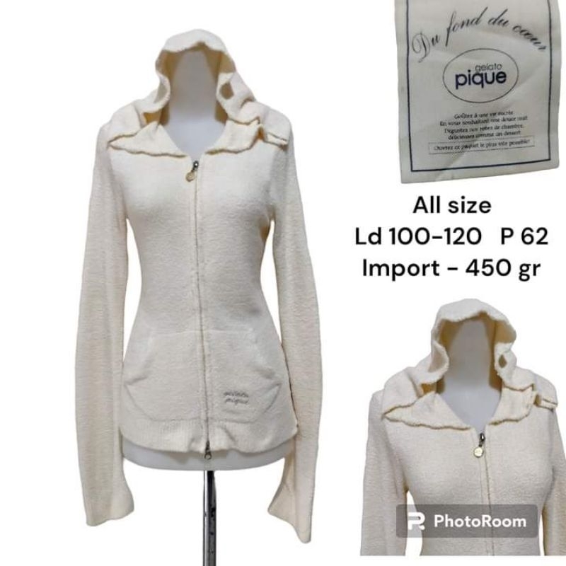 gelato pique sweater hoodie / jaket bulu halus