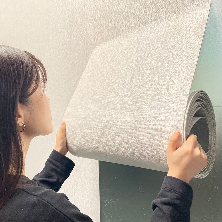 COD 3M Stiker Dinding Busa Linen 3D Foam Motif Batu Bata Wallpaper Roll Wall foam Stiker Dekorasi Ka