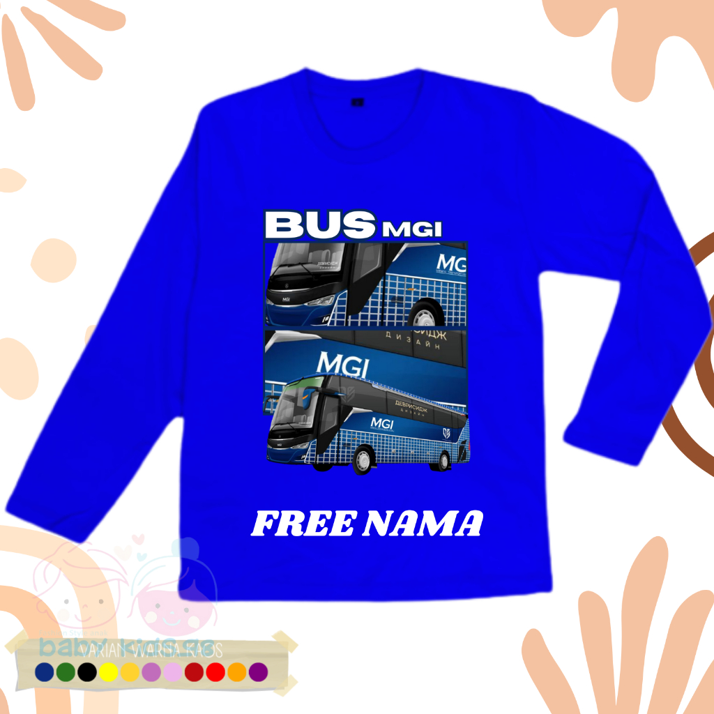 Baju Anak Kaos Anak Lengan Panjang Bus Mania MGI Terbaru Free Nama