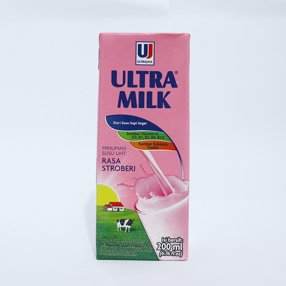 

susu stoberi Strawberry segar UHT ultra milk 200ml