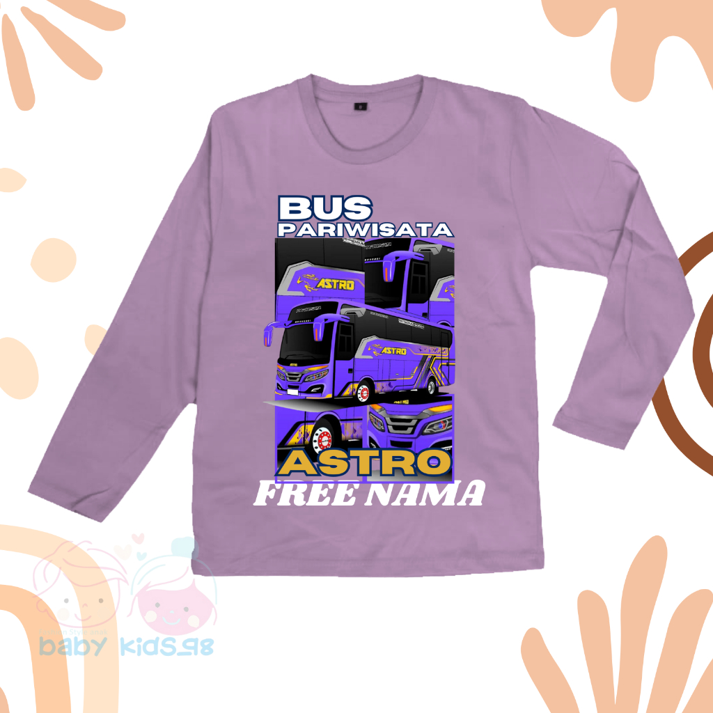 Baju Anak Kaos Anak Bus ASTRO Pariwisata Lengan Panjang Terbaru Free Nama