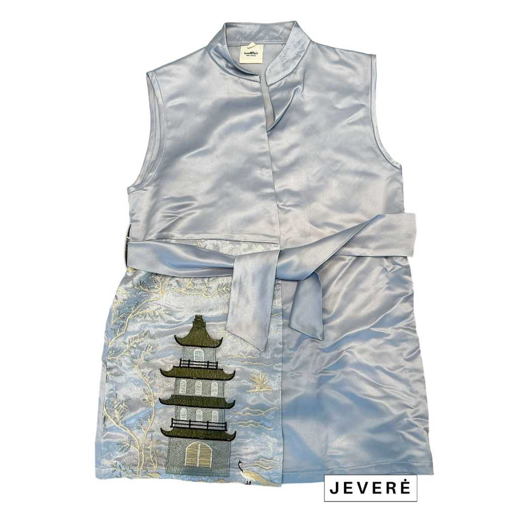 Imlek Outer Cheongsam Qipao Modern Abu Motif Pagoda Premium LD 98 cm