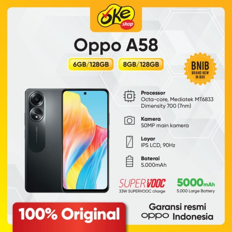 Oppo A58 ( Ram 8/128GB ) - Garansi Resmi