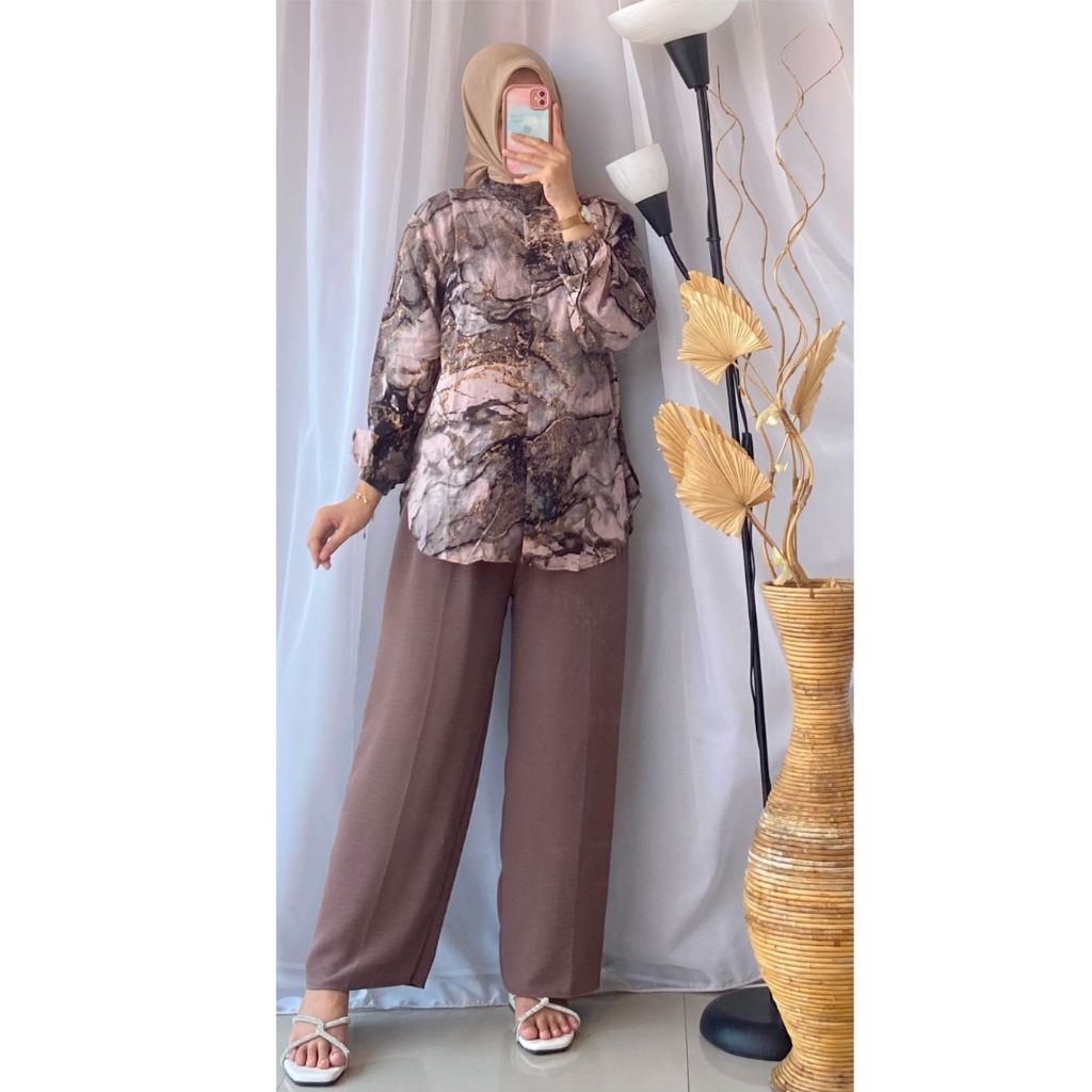 Stln Pakean Korea Setelan Wnita Dewasa 1 Set Ibuibu Santai Bju Atasan Dan Bawahan Kekinian Satu Pasa