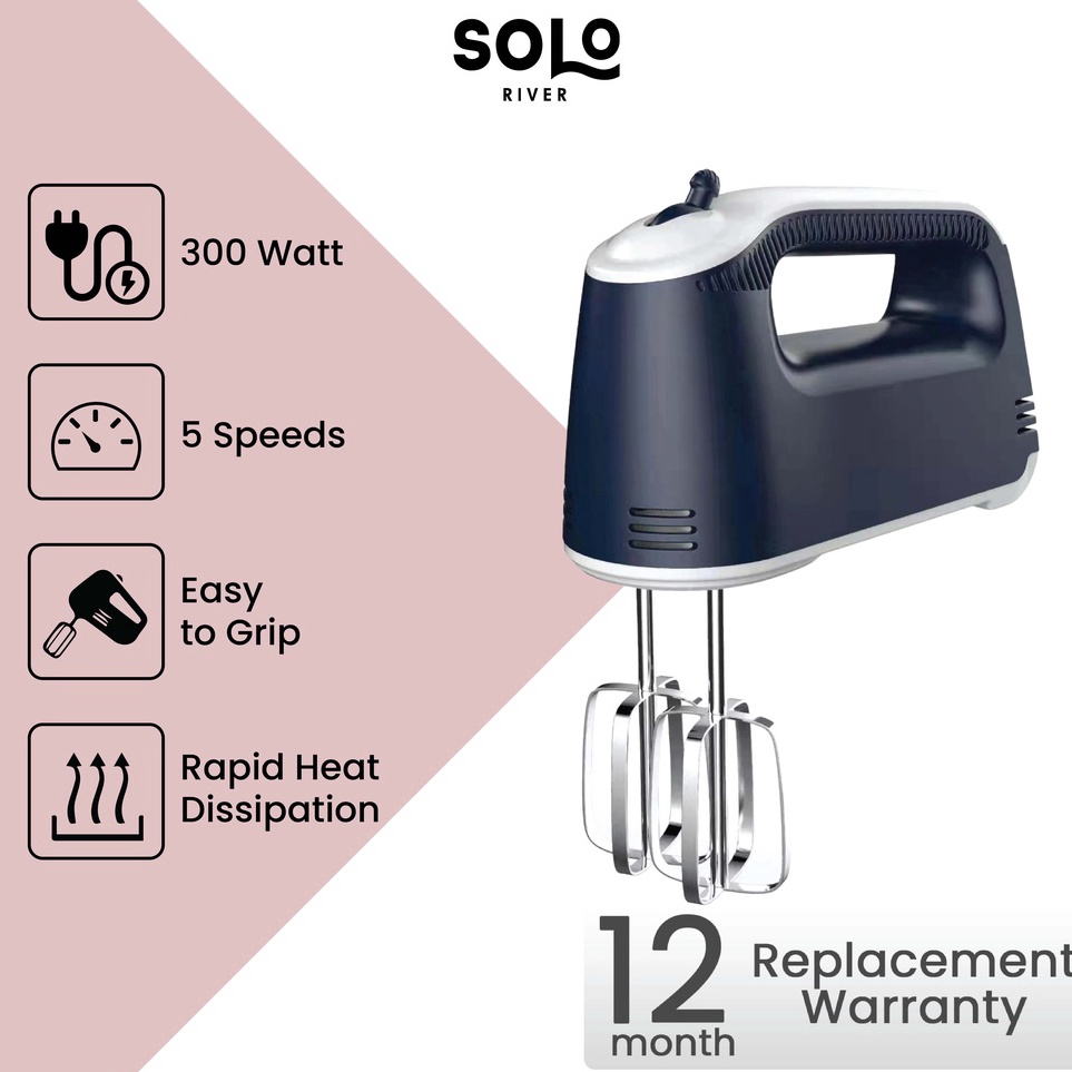 SOLO RIVER Hand Mixer Putih Pengaduk Telur Kue Mixer Tangan BERGARANSI c Premium