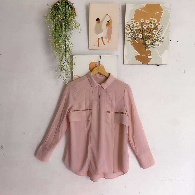 BLOUSE SOFT PINK POLOS WANITA
