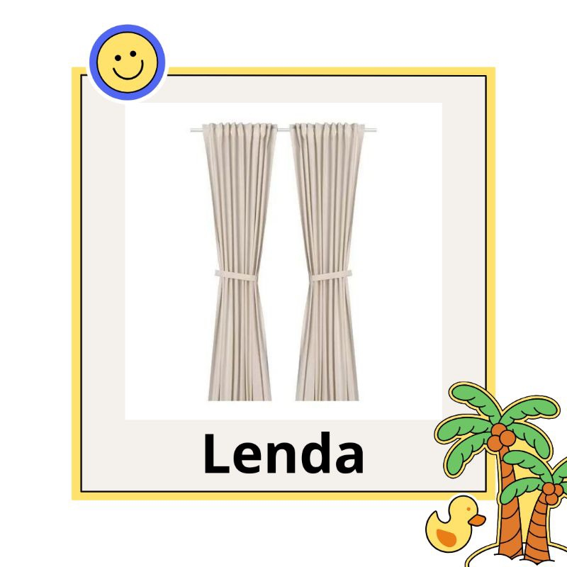 LENDA.     Gorden dengan pengikat, 1 pasang, putih pudar, 140x250 cm. 4 varian warna