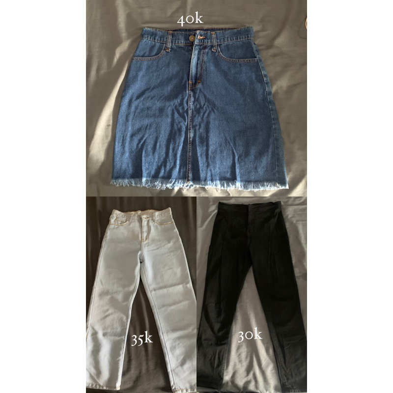preloved celana jeans dan rok