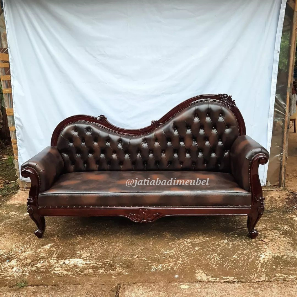 Kursi Sofa Santai Klasik Mewah Ukir Kayu Jati, Bangku Sofa Louis Jati