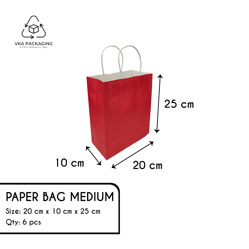 

Paper Bag White Kraft Solid Color Medium Sedang Warna Red